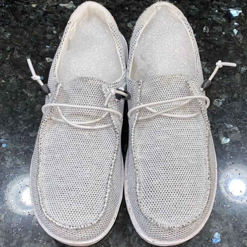 Hey Dude Wendy Women's White Knit Moccasins Stone White Size 9 - Picture 5 of 10